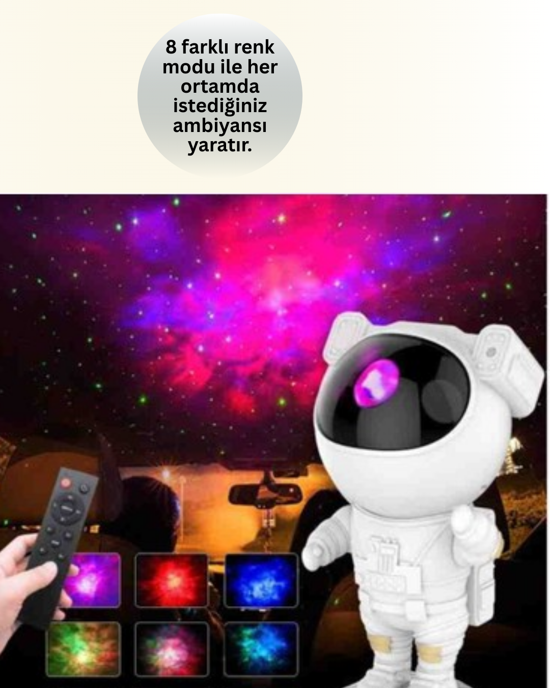 Ayarlanabilir Parlaklık ve Zamanlayıcı Modlu Astronot Lamba