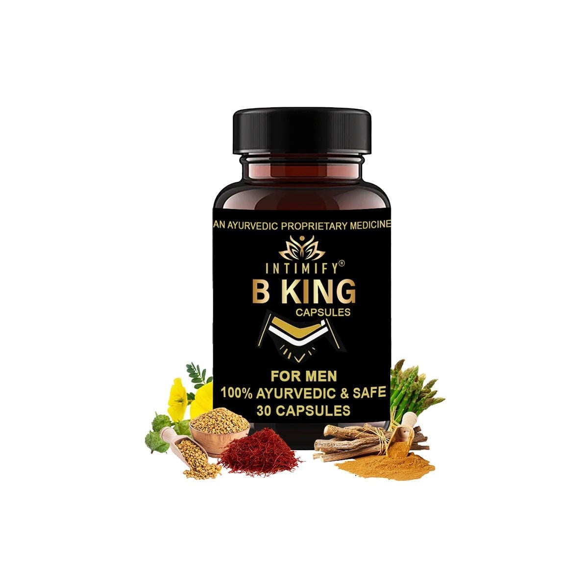 B King Erkek Destekleyici Shilajit Shatavari Gokshura Safed Musli Shudha 30lu Kapsüller