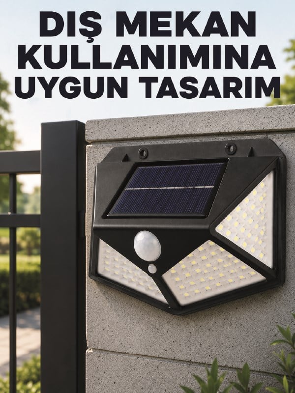 Bahçe Balkon Garaj ve Girişler İçin Güneş Enerjili Hareket Sensörlü LED Duvar Lambası