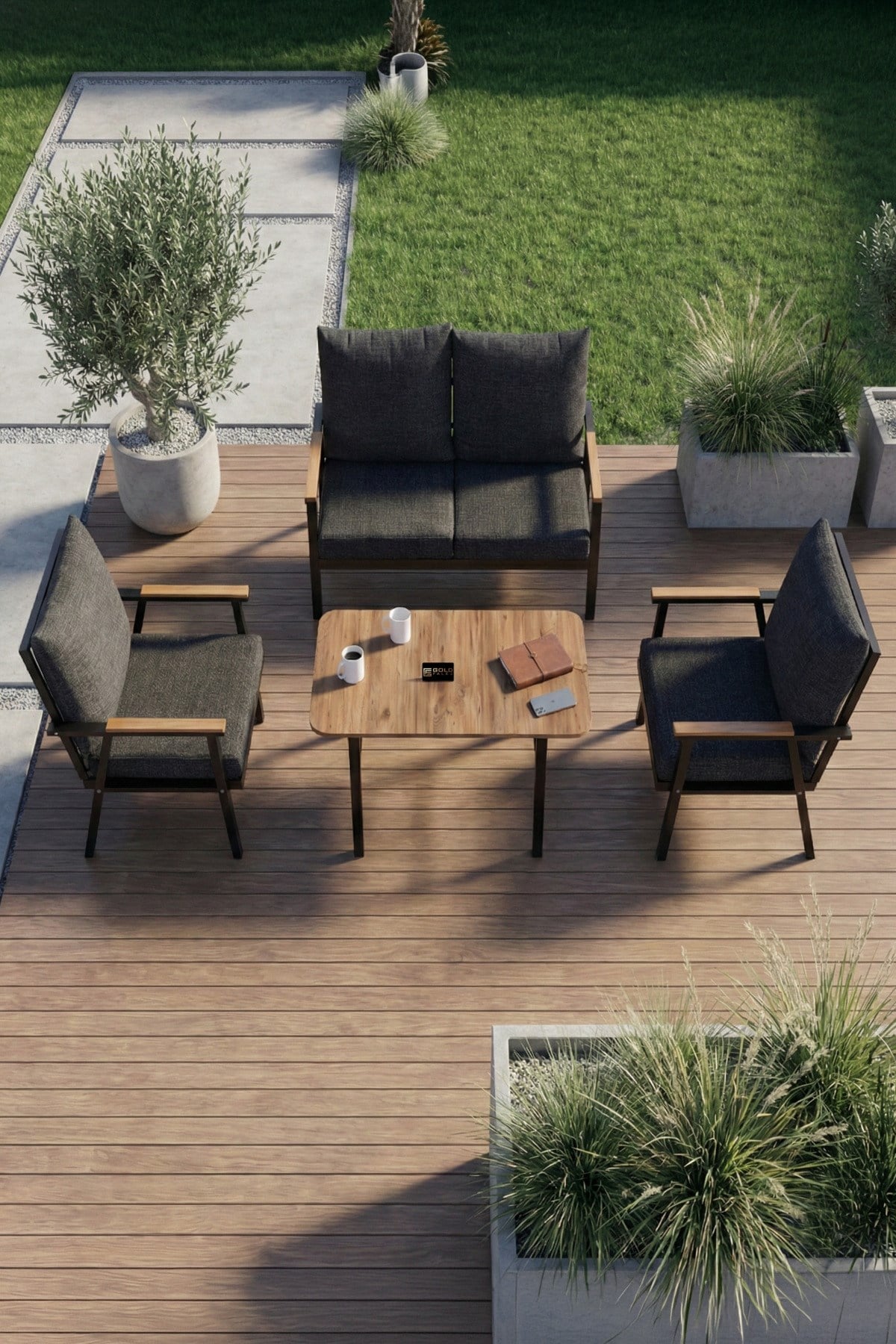 Bahçe Masası Ahşap Balkon Teras Cafe Masa Modern Dış Mekan Masa 9832 Atlantik Çam (Sadece Masa)