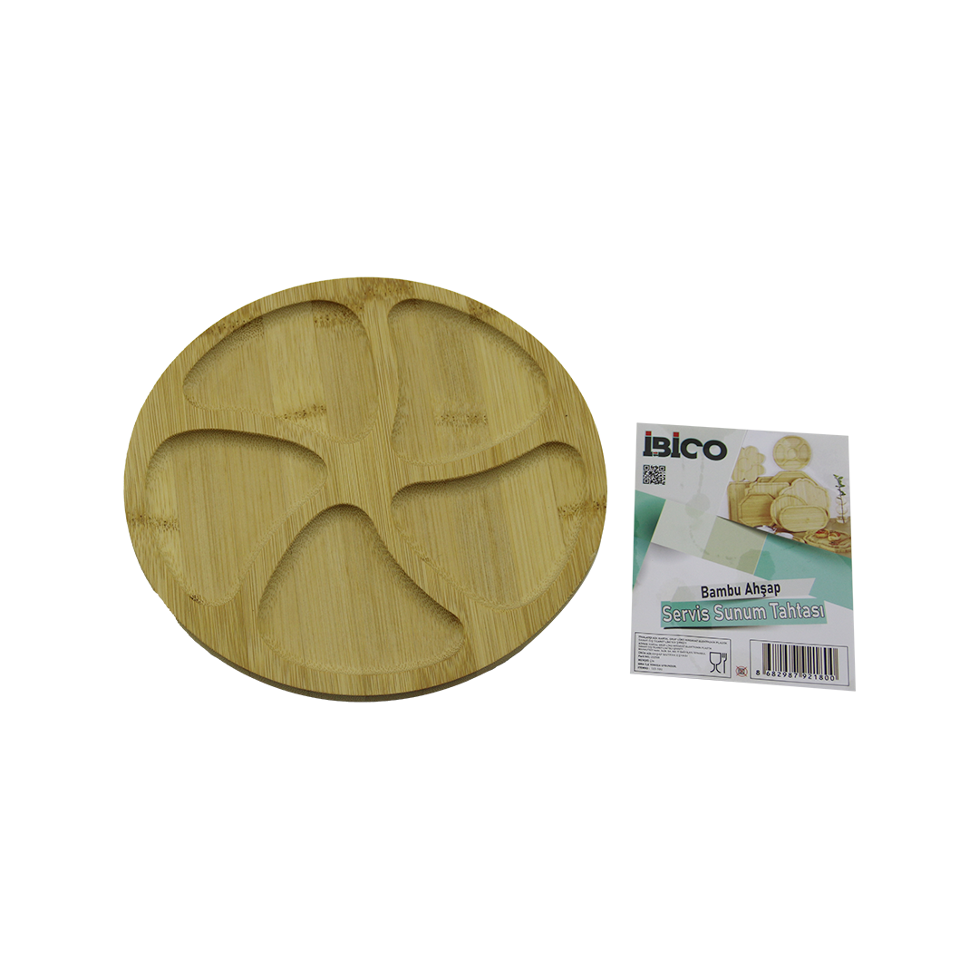 Bambu 5 Bölmeli Yuvarlak Servis Tepsisi 20 x 1.4 cm