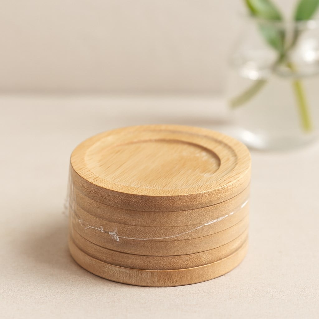 Bambu Ahşap Çay Tabağı 6lı - 9.7 cm