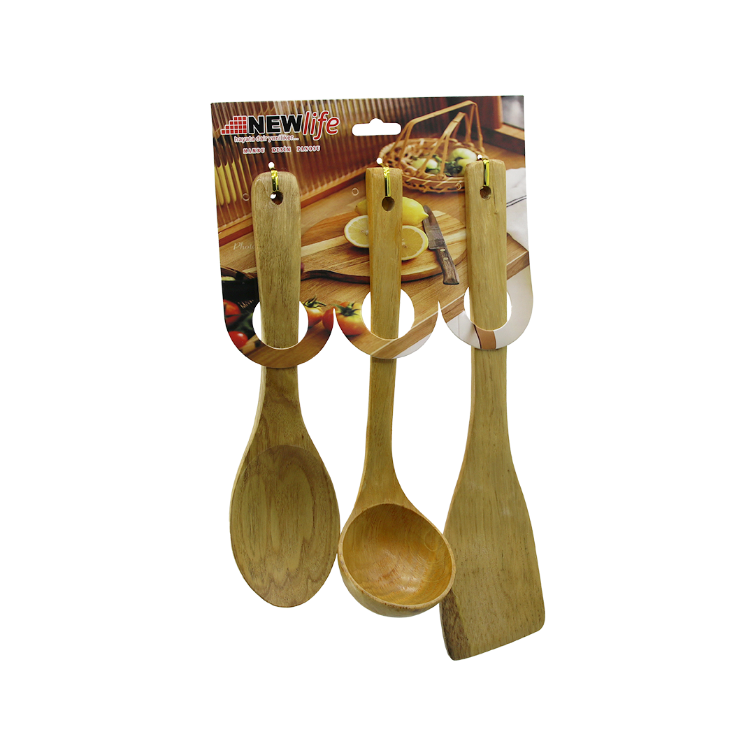Bambu Ahşap Mutfak Servis Seti 3 Parça (27/27/32 cm)