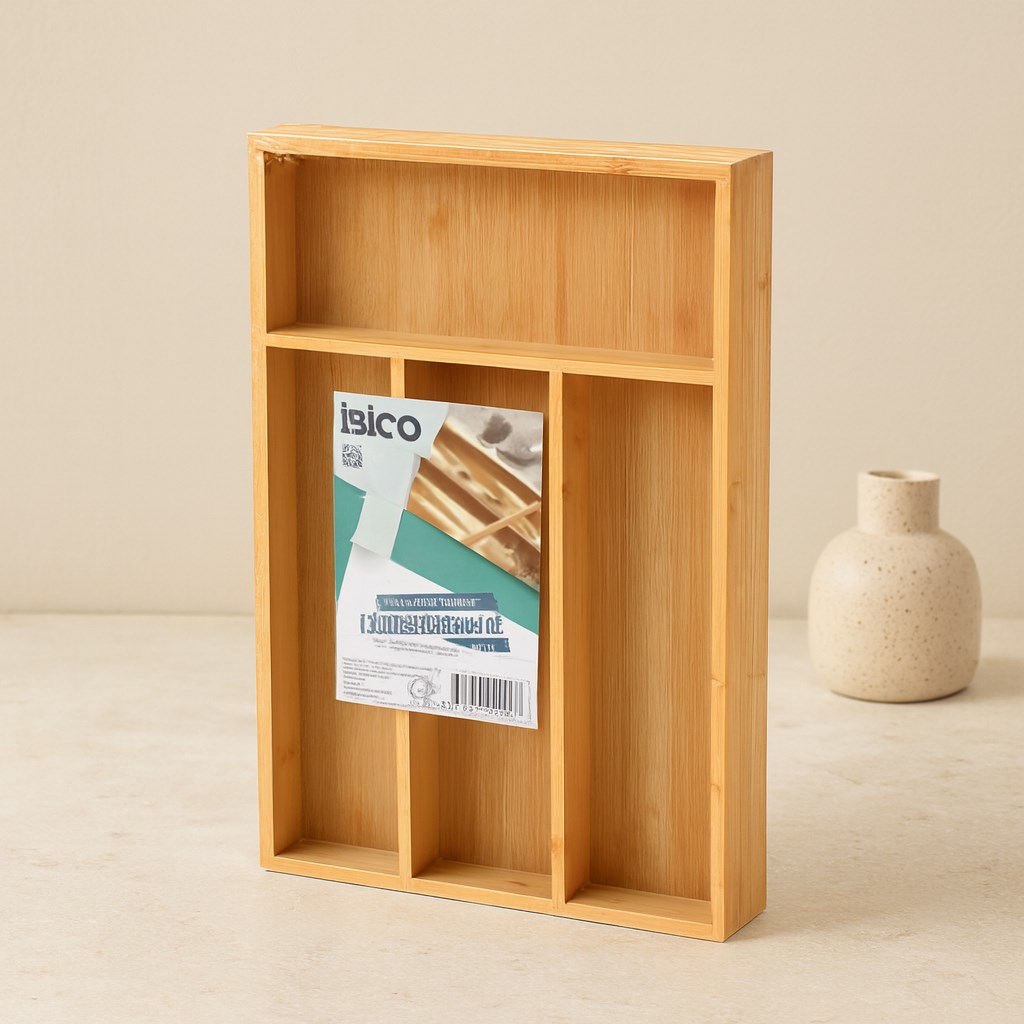 Bambu Çekmece Kaşıklık 22.4x33 cm - 4 Bölmeli Çok Amaçlı Organizer
