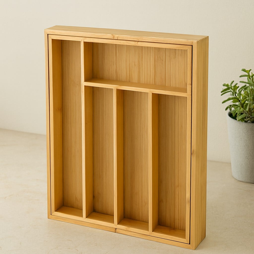 Bambu Çekmece Kaşıklık 7 Bölmeli Çok Amaçlı Organizer
