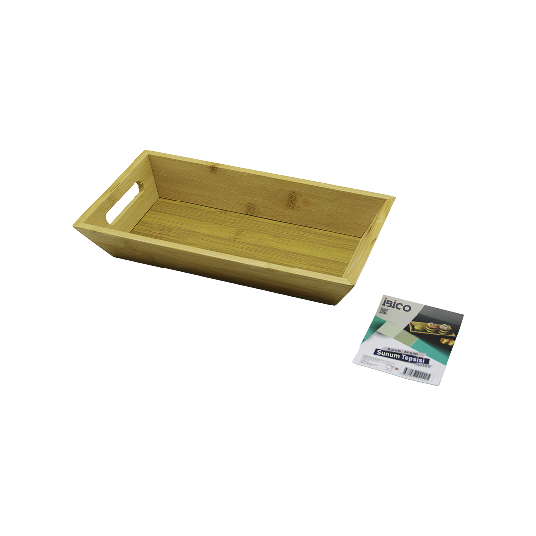 Bambu Dikdörtgen Sunum Tepsisi 16x30x4.5 cm (Çift Kulplu)
