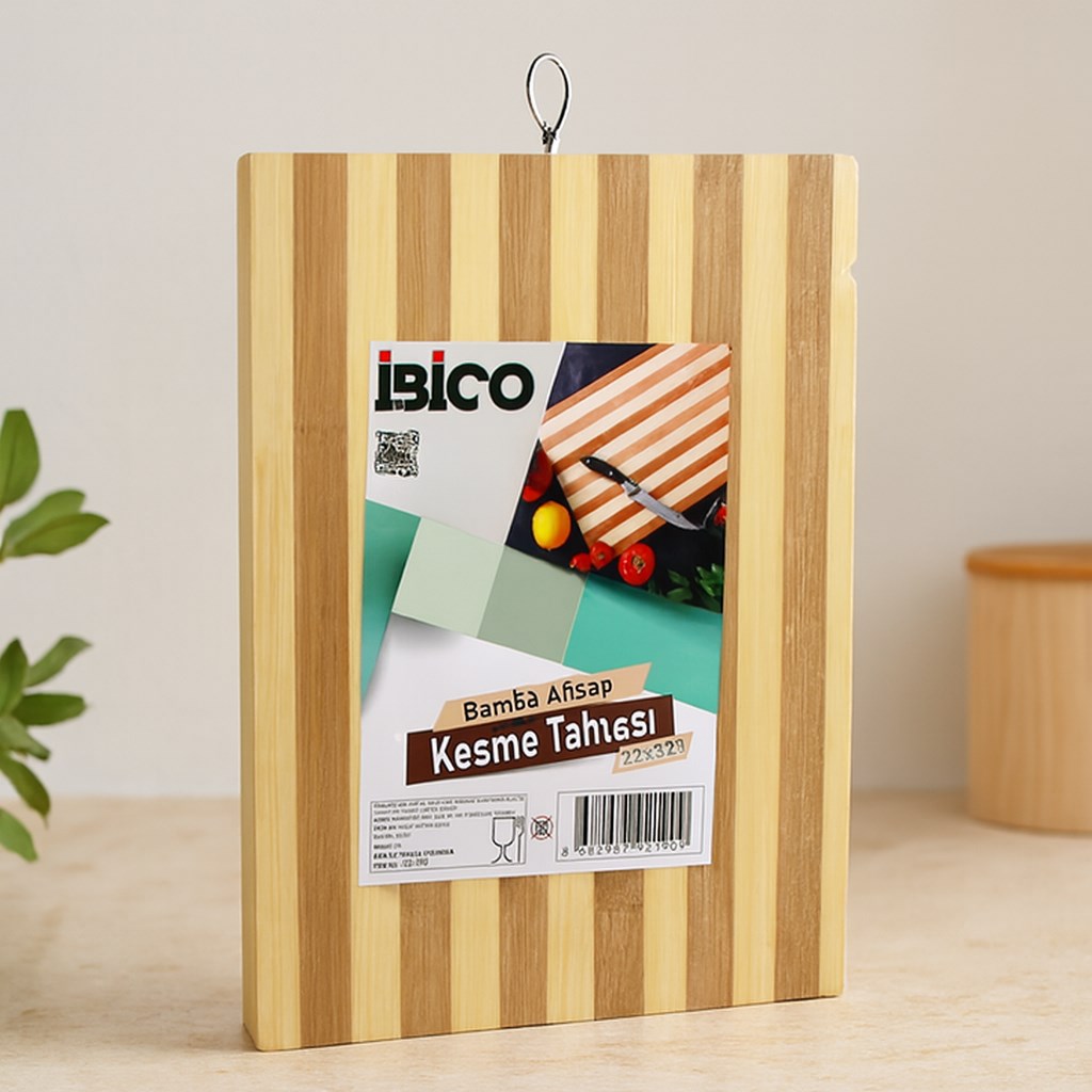 Bambu Kesme Tahtası 22x32x1.3 cm Metal Kulplu