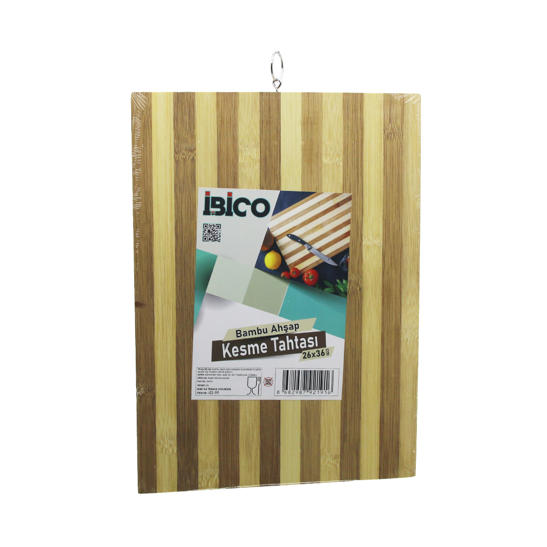 Bambu Kesme Tahtası 26x36x1.2 cm Metal Kulplu