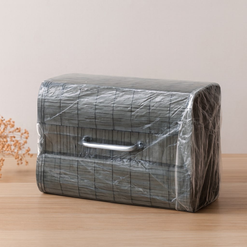 Bambu Kirli Çamaşır Sepeti 35x50 cm - Yuvarlak Kapaklı Gri