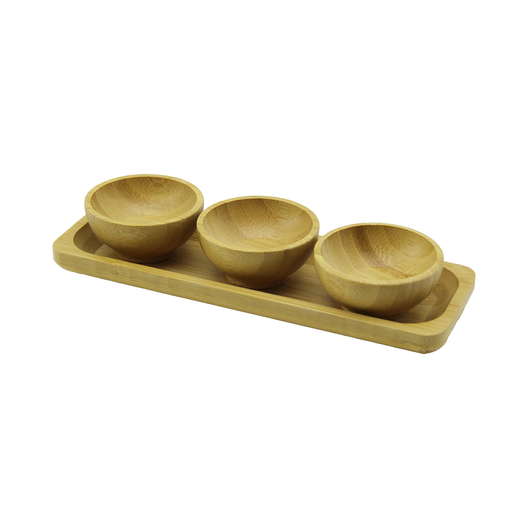 Bambu Lokumluk ve Çerezlik Seti 3lü Sunum Tepsili (6 cm)