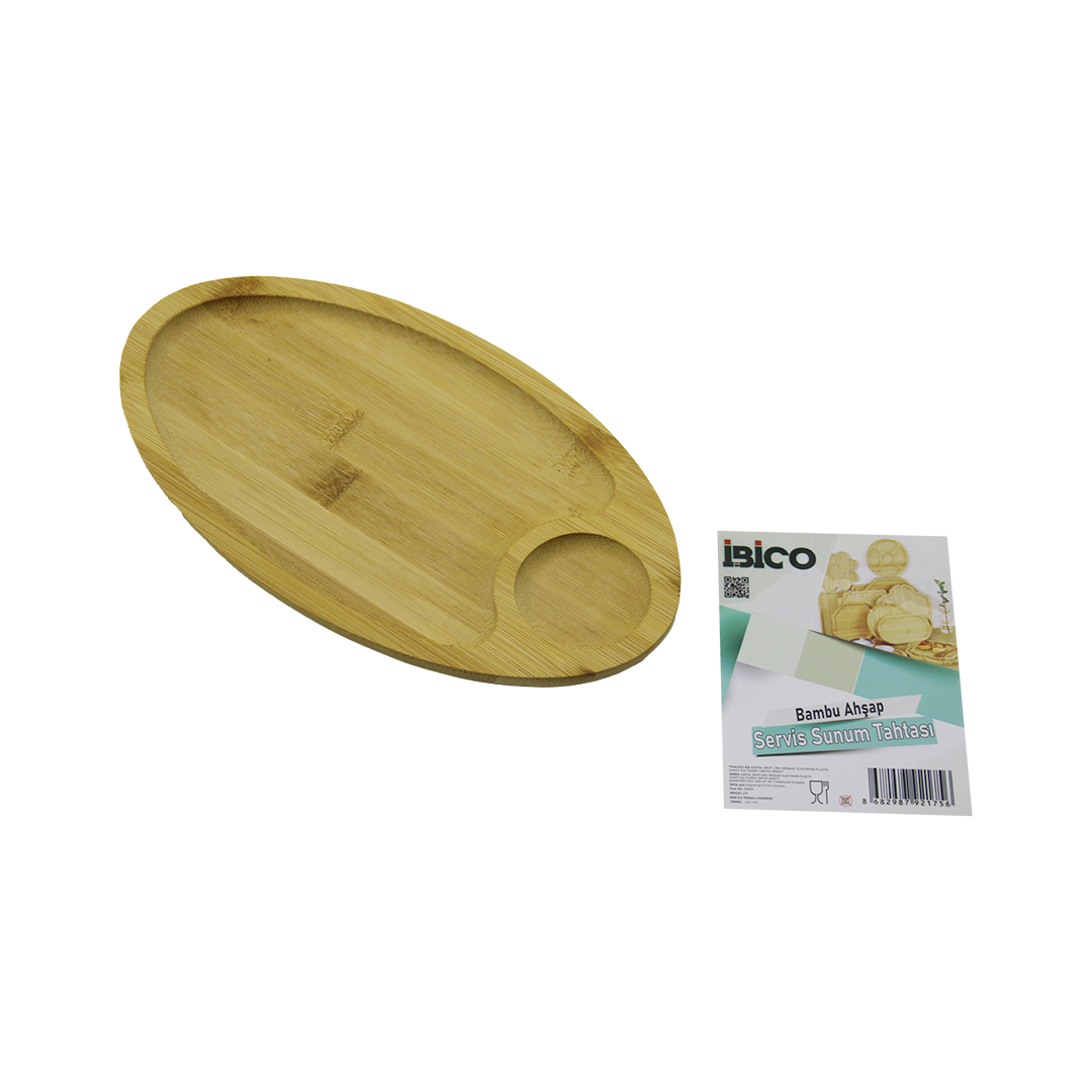Bambu Oval 2 Bölmeli Mini Servis Tepsisi 25x14x1.4 cm