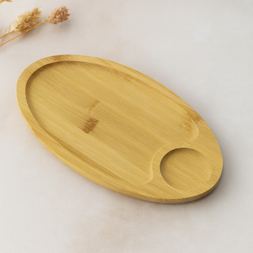Bambu Oval 2 Bölmeli Mini Servis Tepsisi 25x14x1.4 cm