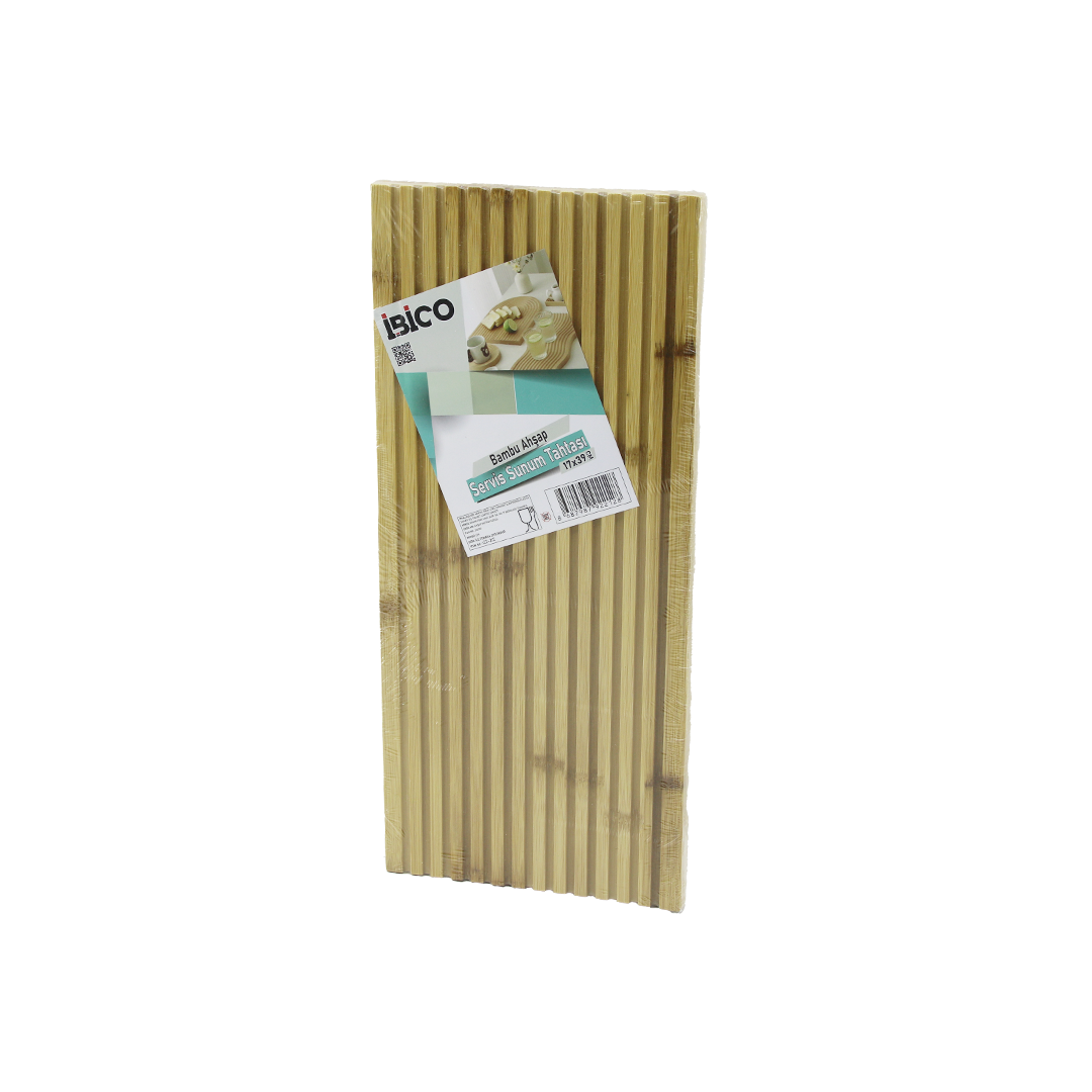 Bambu Servis Sunum Tahtası 17x39x1.5 cm - Çift Taraflı Düz & Kanallı