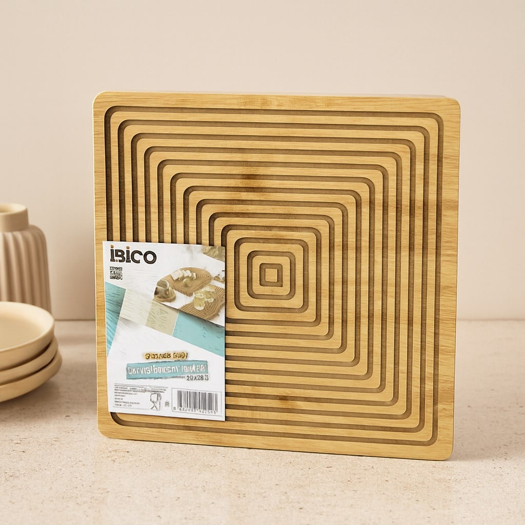 Bambu Servis ve Sunum Tahtası 28x28 cm (Çift Taraflı)