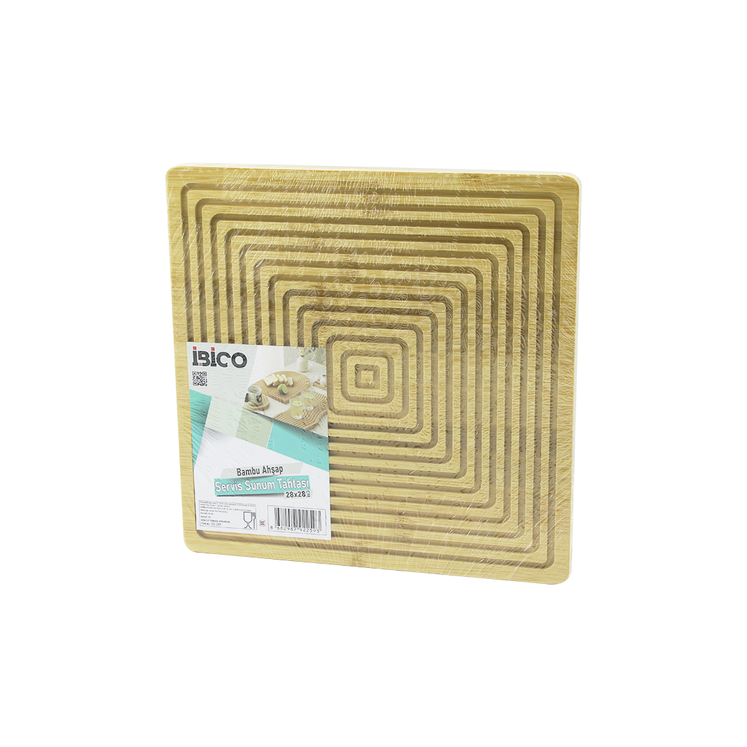 Bambu Servis ve Sunum Tahtası 28x28 cm (Çift Taraflı)