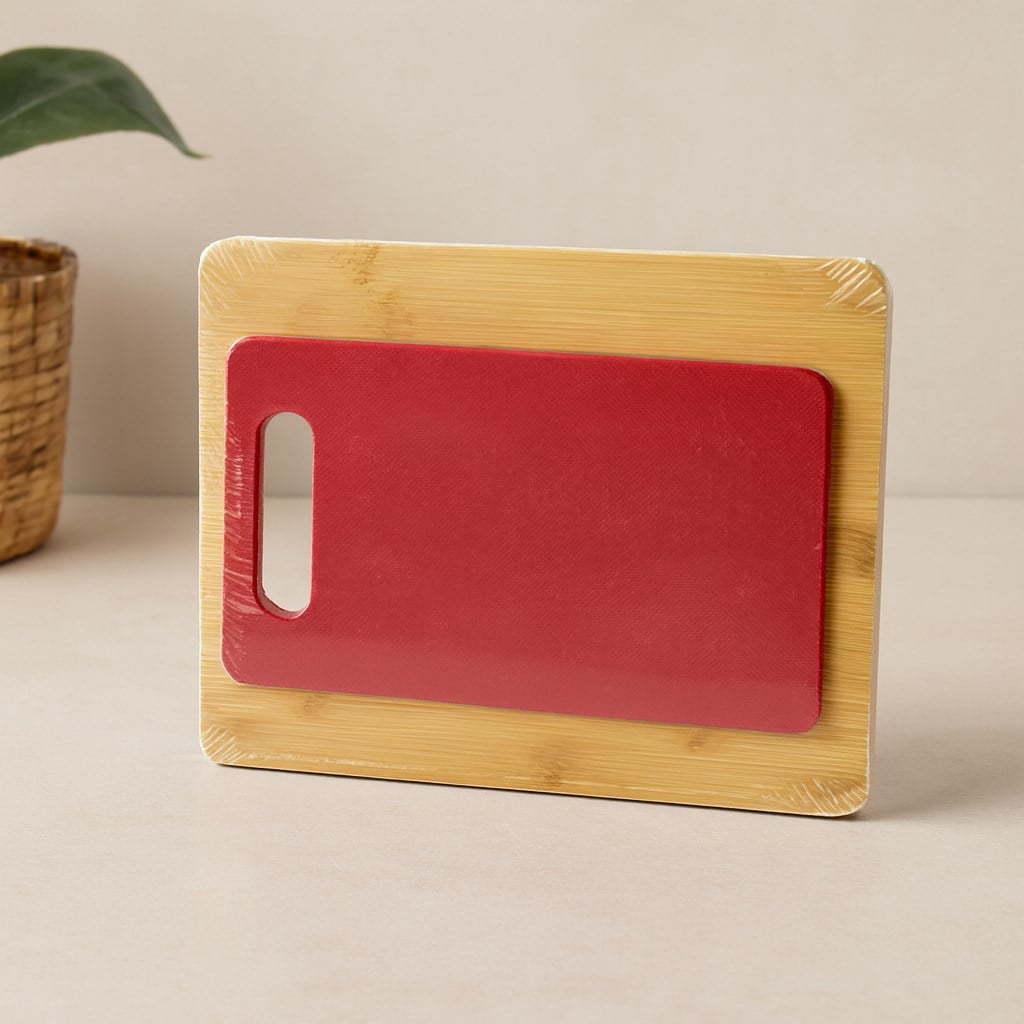 Bambu ve Plastik Kesme Tahtası 2li Set (22x28 & 15x25 cm)