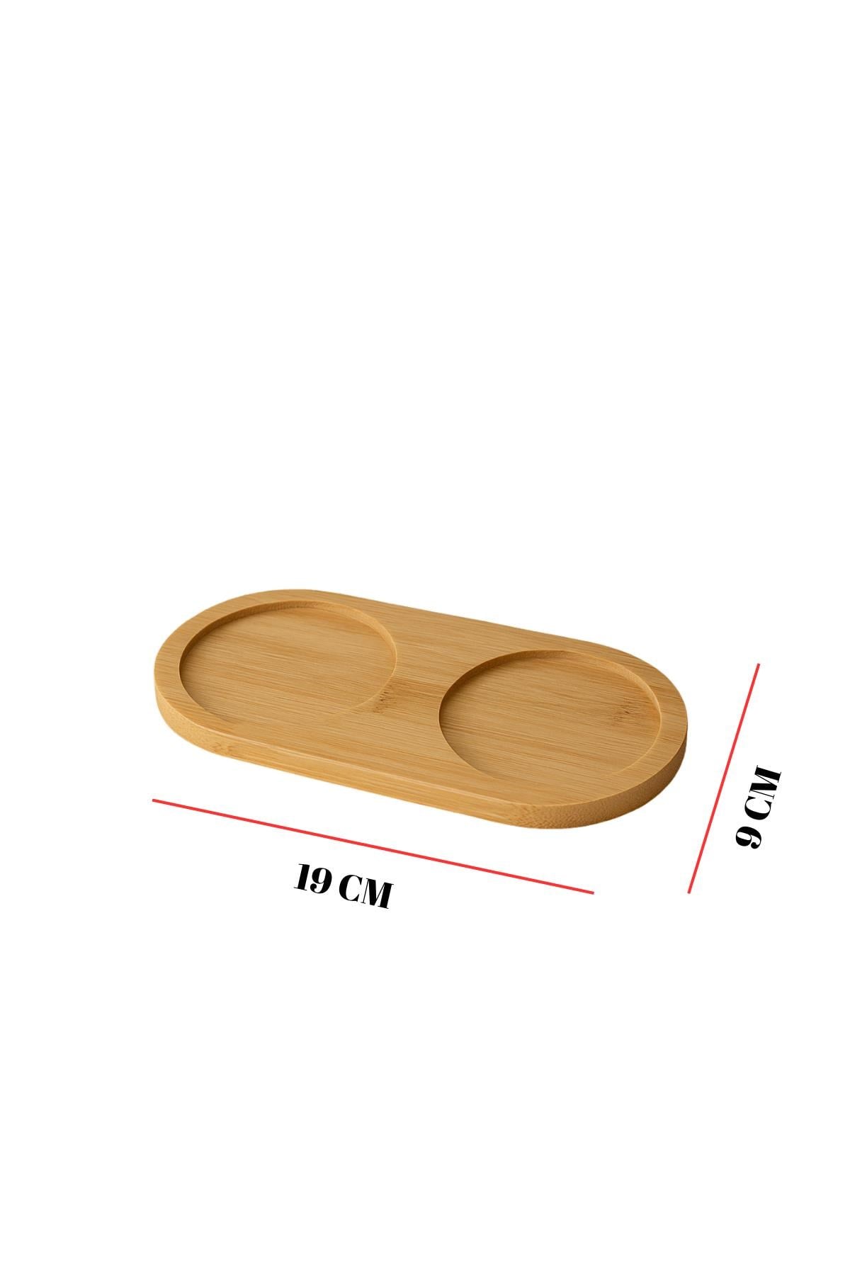 Bambu Yağdanlık Altlığı Çift Yuvalı 9x19 Cm
