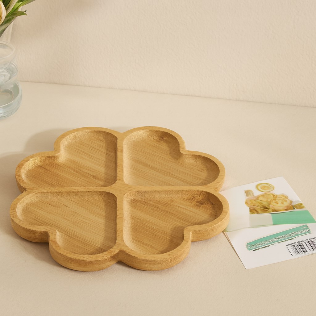 Bambu Yuvarlak 4 Bölmeli Sunum Tepsisi 21x1.4 cm (36lı Paket)