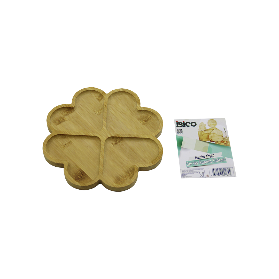 Bambu Yuvarlak 4 Bölmeli Sunum Tepsisi 21x1.4 cm (36lı Paket)