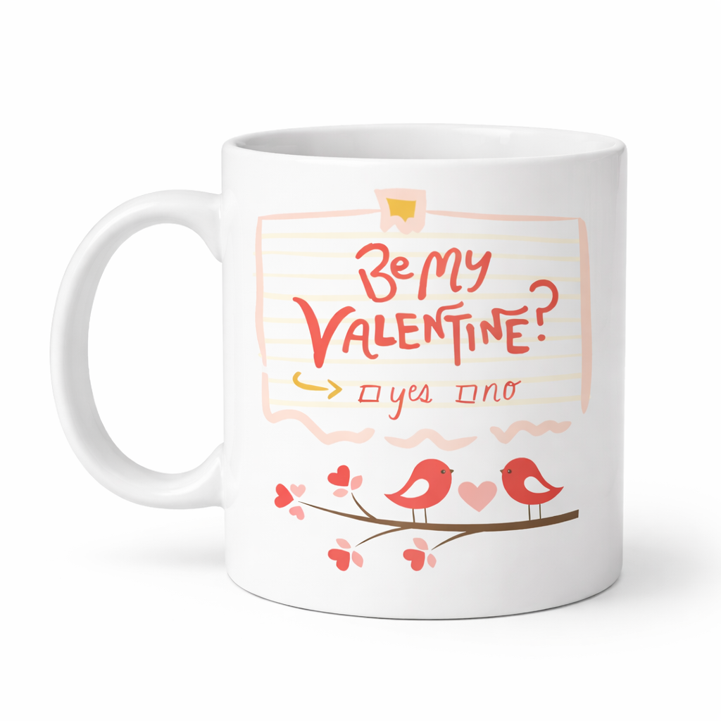 Be My Valentine Porselen Kupa Model 7 - Sevgililer Günü Hediyesi-Aşk Temalı Sevimli Kupa