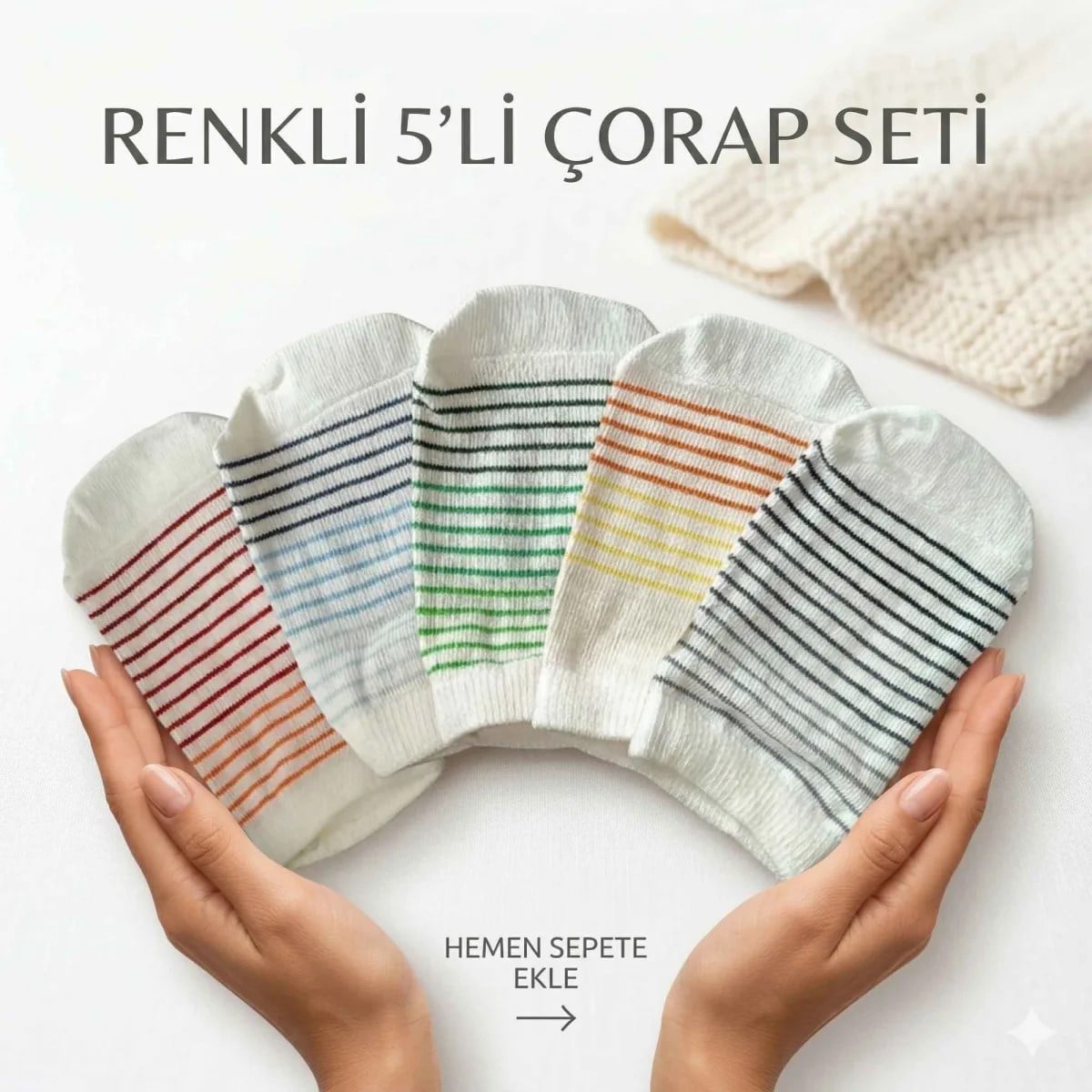 Bebek ve Çocuk Renkli Çizgili Patik Çorap 5'li Set | Esnek, Yumuşak ve Rahat Günlük Çorap 0-12 Ay - 5-6 Yaş