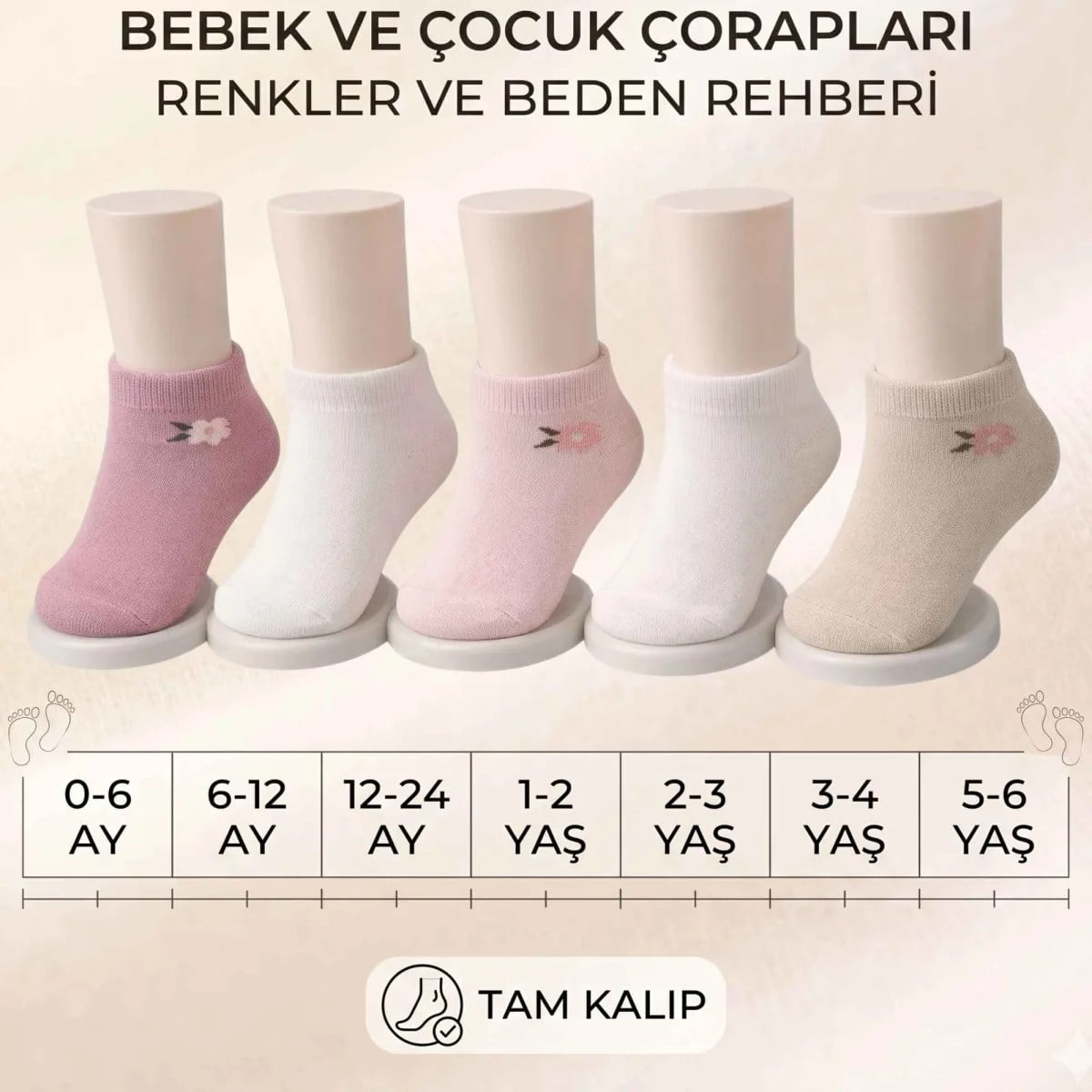 Bebek ve Kız Çocuk Pamuklu Patik Çorap 5'li Set | %88 Pamuk, İnce Burun Dikişli, Yumuşak ve Rahat, 0-12 Ay - 5-6 Yaş