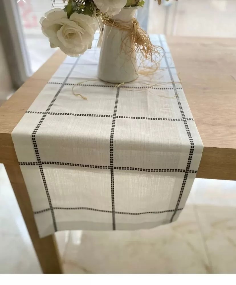 Belena Kahve Çizgili Tek Runner 30/130 cm Masa Örtüsü Runneri