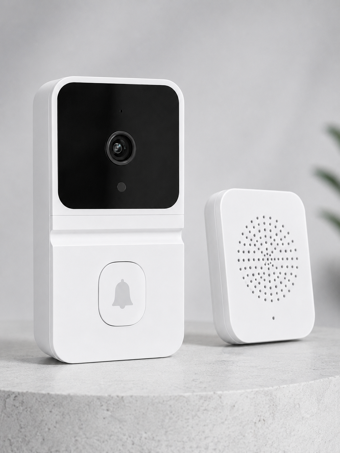 Beyaz Akıllı Güvenlik Kapı Zili | Telefon Kontrollü Wi-Fi Görüntülü Kapı Zili