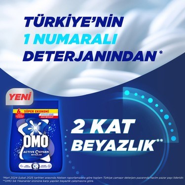 Beyaz Çamaşırlar İçin Aktif Oksijen İçeren Toz Deterjan 6 Kg