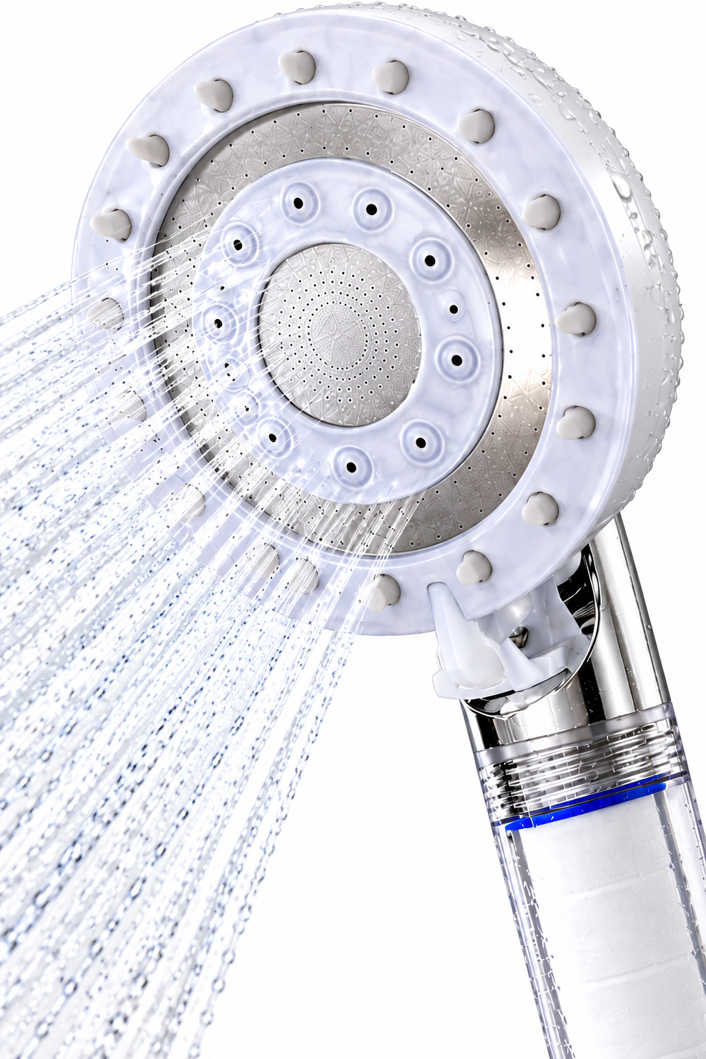 Beyaz Filtreli Duş Başlığı 5 Farklı Su Akışı Masaj Etkili Klor ve Kireç Filtreleme