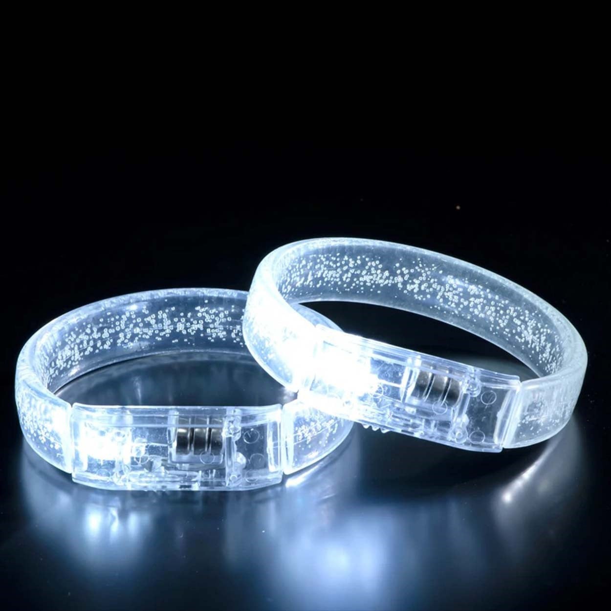 Beyaz-Gümüş Led Işıklı Baskı Yapılabilen Pilli Bileklik Bilezik 1,5 cm Genişlik