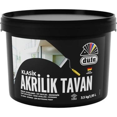 Beyaz tavan boyası, akrilik, 3,5 litre
