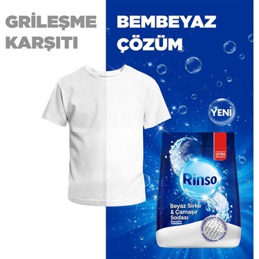 Beyazlar için Beyaz Sirke ve Çamaşır Sodası ile Toz Deterjan 8 kg