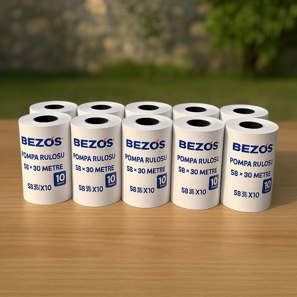 BEZOS 58x30 mm Pompa Rulosu Termal Rulo 10 Paket 100 Adet