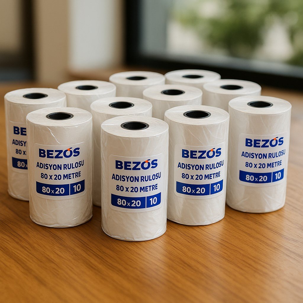 BEZOS 80x20 mm Adisyon Termal Rulo 10 Paket (100 Adet)