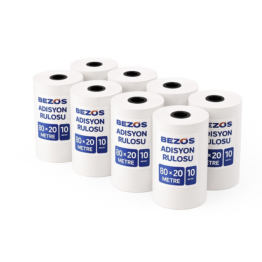 BEZOS 80x20 mm Adisyon Termal Rulo 10 Paket (100 Adet)
