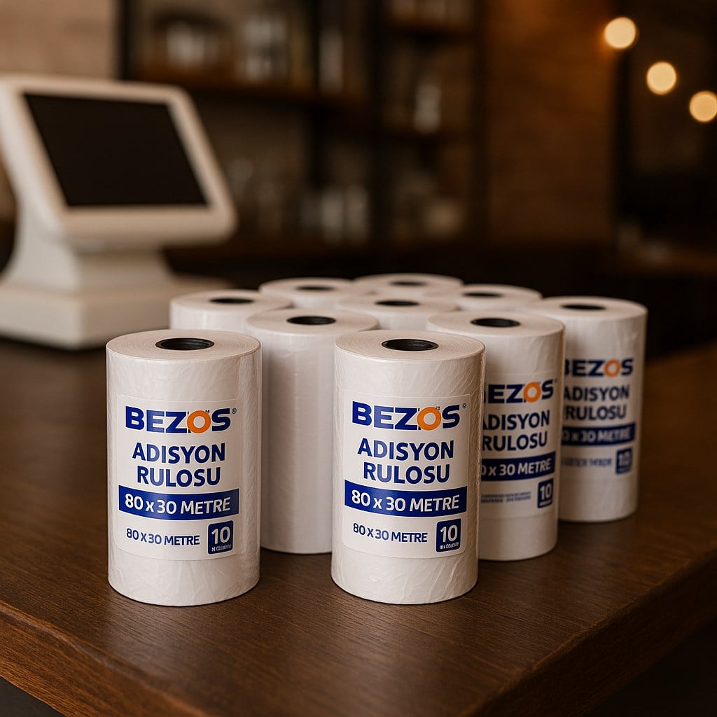 Bezos 80x30 mm Adisyon Rulosu Termal Rulo 10 Paket (100 Adet)