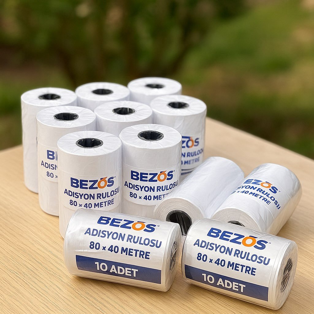 BEZOS 80x40 mm Adisyon Rulosu Termal Rulo 10'lu Paket