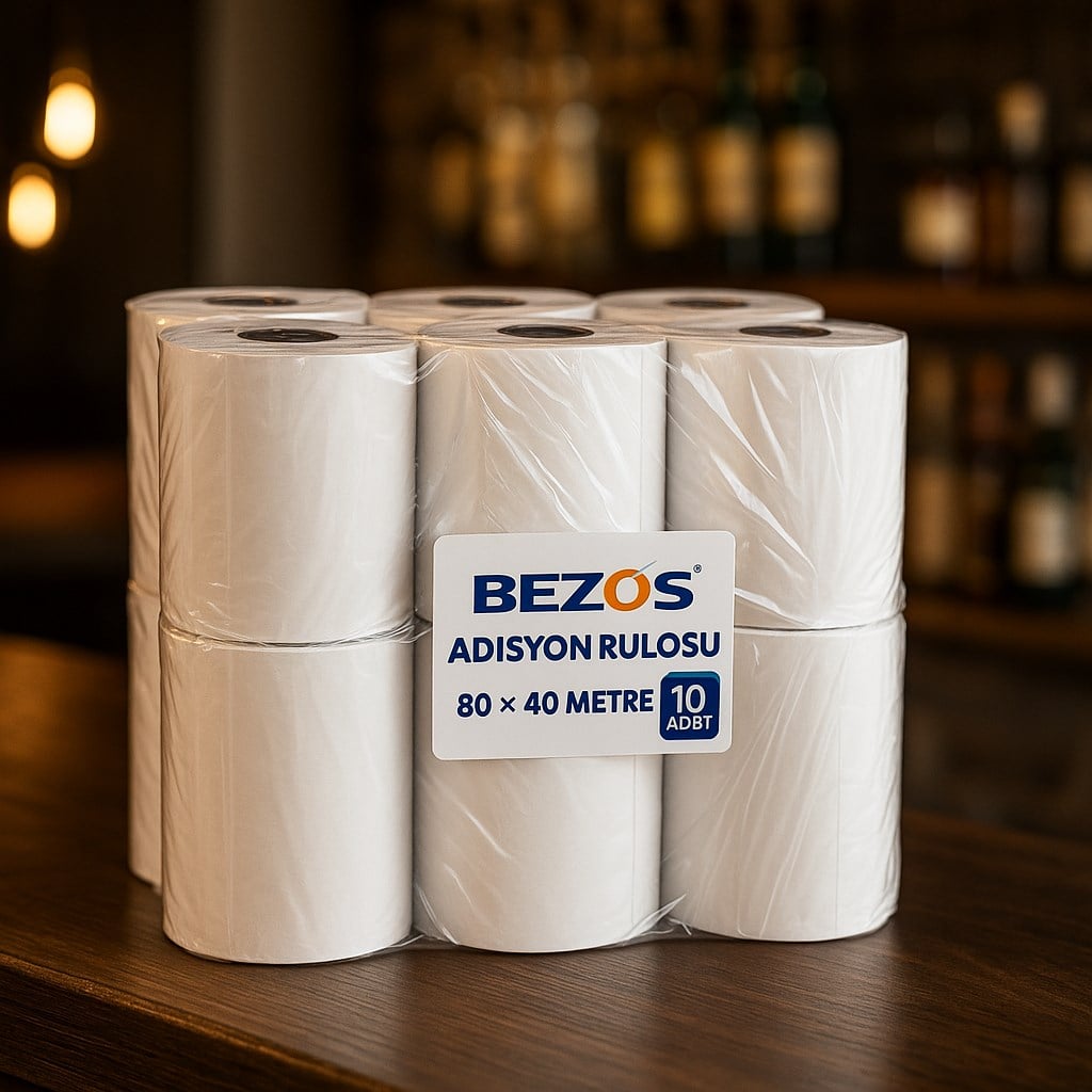 BEZOS 80x40 mm Adisyon Rulosu Termal Rulo 10'lu Paket