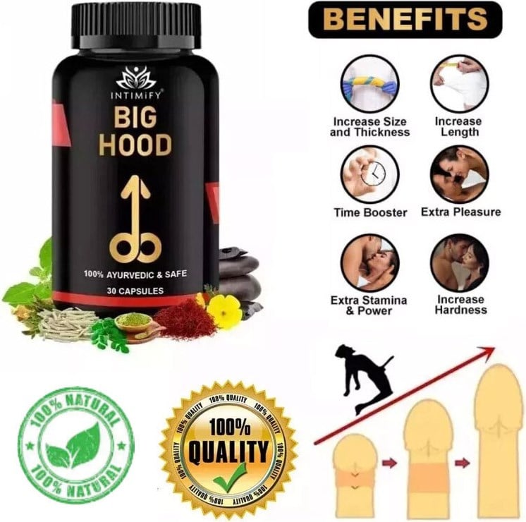 Big Hood Erkekler Için Özel Bölge Büyütücülü Takviye 30lı x 1 Ad.+Erosel Masaj Yağı