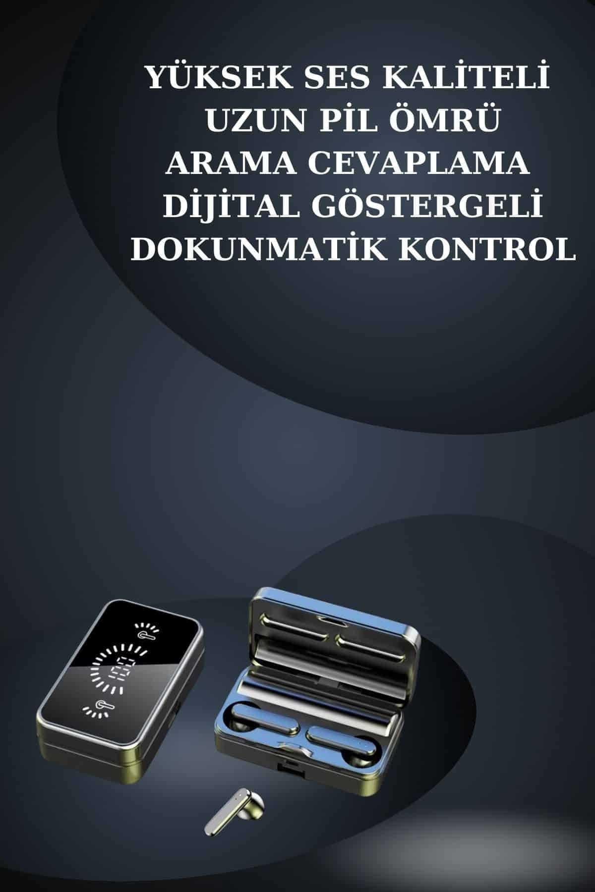 Bileklikli Amoled Ekran Akıllı Saat ve Dijital Göstergeli Kablosuz Bluetooth Kulaklık ANC/ ENC
