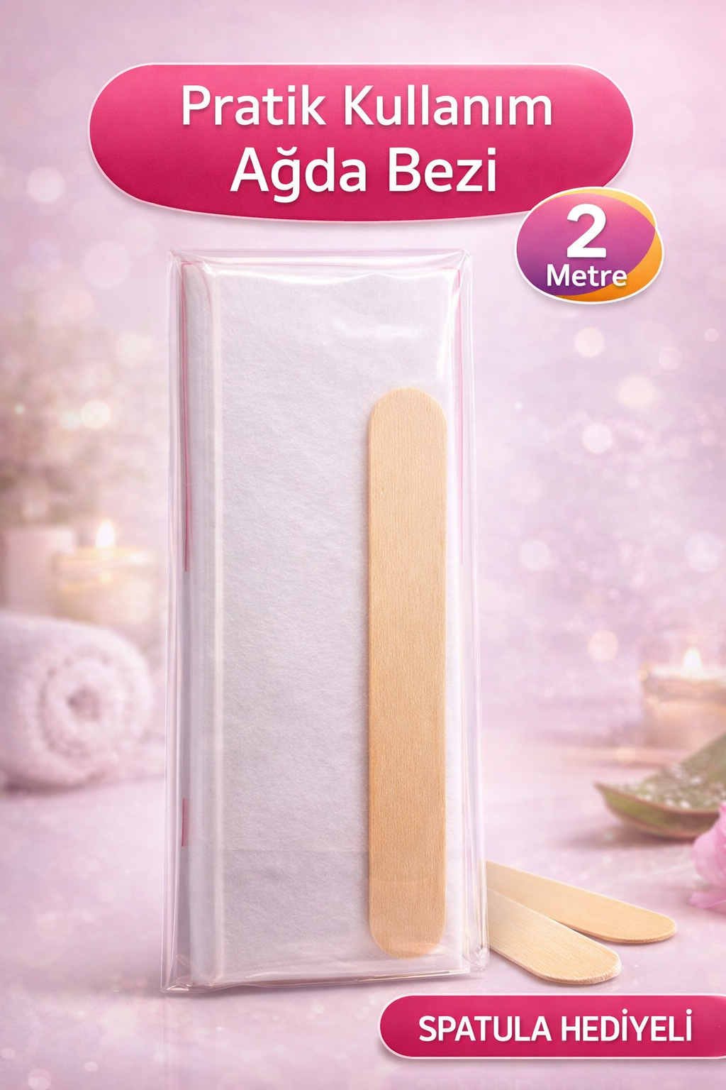 Biowet Ağda Bezi 2 Metre Spatula Hediyeli Epilasyon Bezi Dayanıklı Tüy Dökme Bezi 2'li Paket