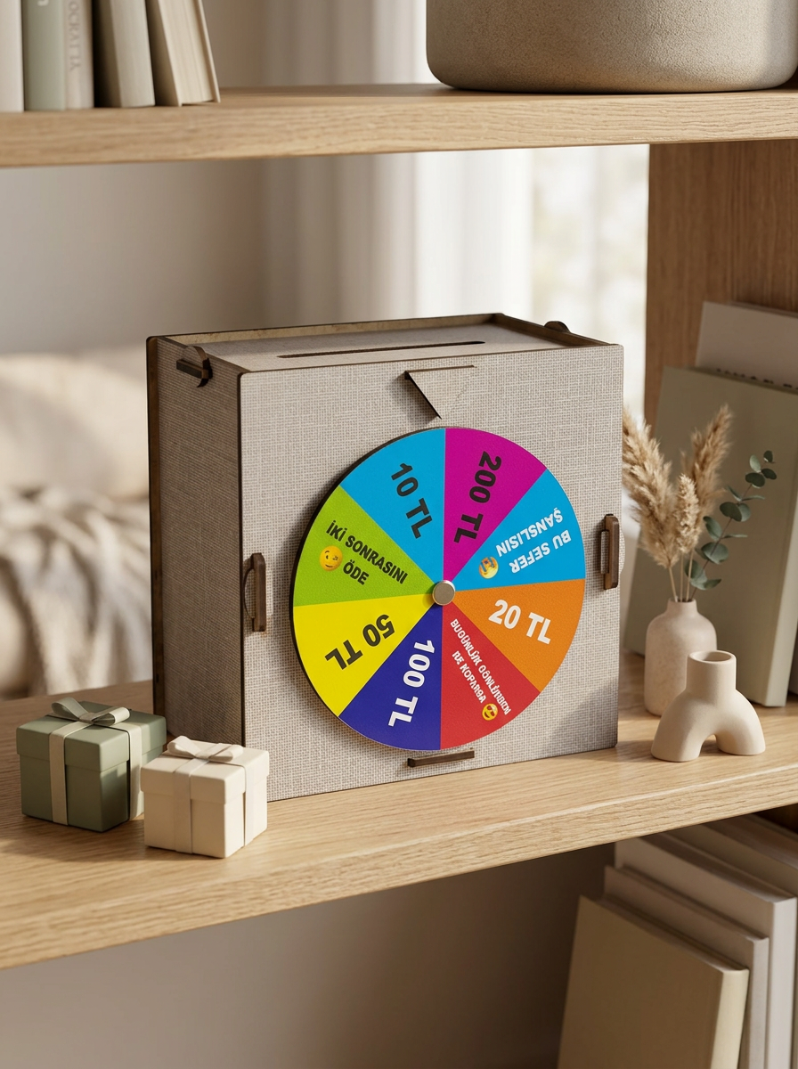 Birikim Kutusu Şans Çarklı Tasarruf Oyunu Eğlenceli Hedef Kumbarası