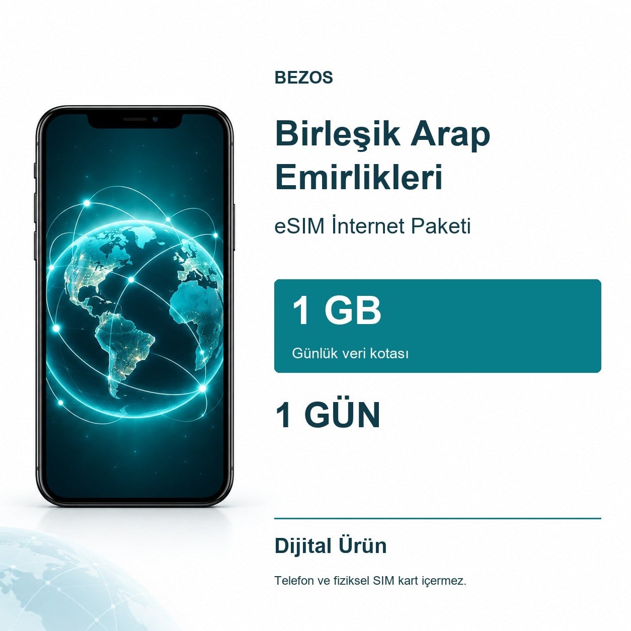 Birleşik Arap Emirlikleri eSIM İnternet Paketi Günlük 1 GB 1 Gün