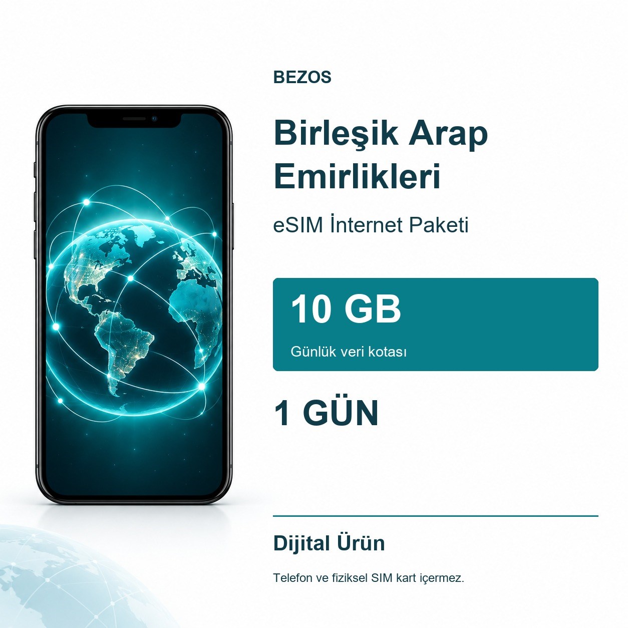 Birleşik Arap Emirlikleri eSIM İnternet Paketi Günlük 10 GB 1 Gün
