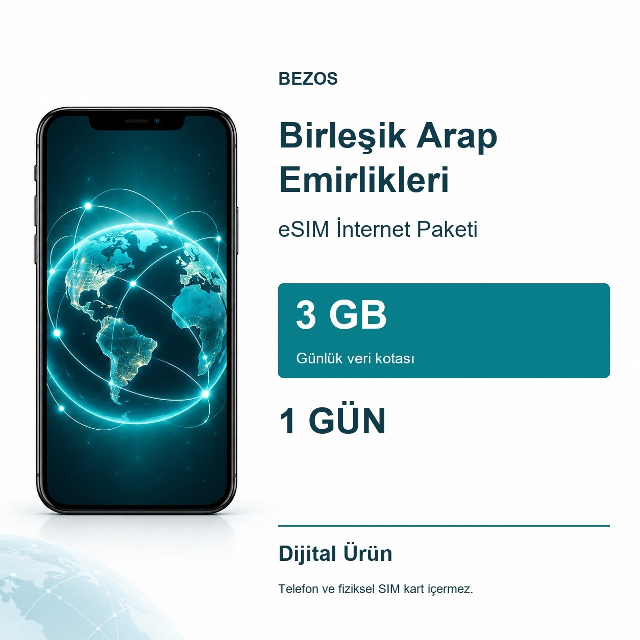 Birleşik Arap Emirlikleri eSIM İnternet Paketi Günlük 3 GB 1 Gün