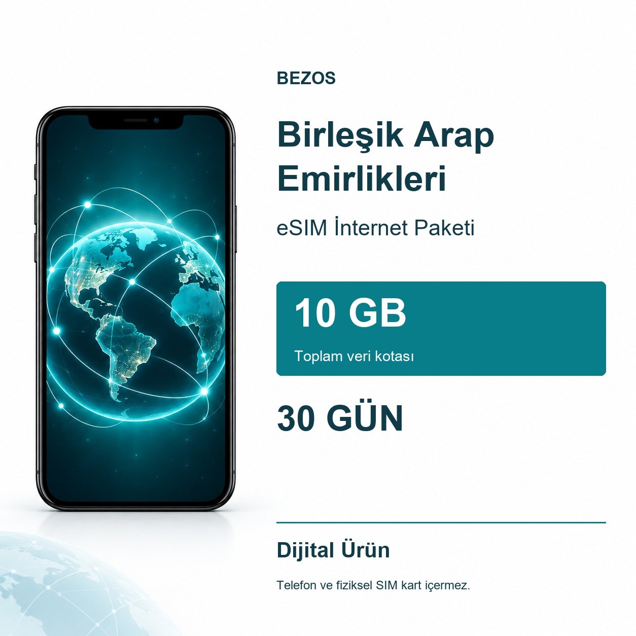 Birleşik Arap Emirlikleri eSIM İnternet Paketi 10 GB 30 Gün