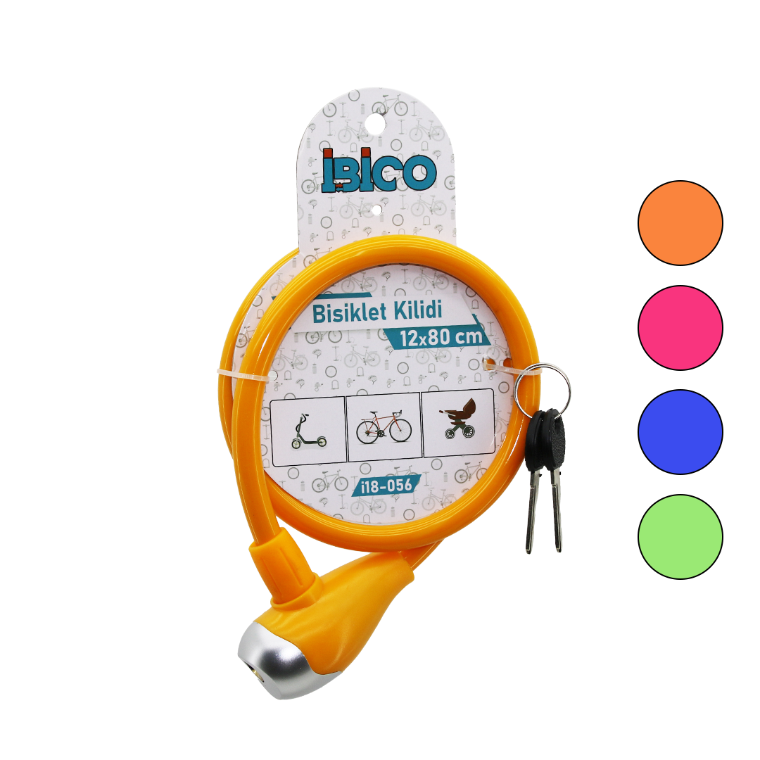 Bisiklet Kilidi Anahtarlı Çelik Tel 12mm x 80cm