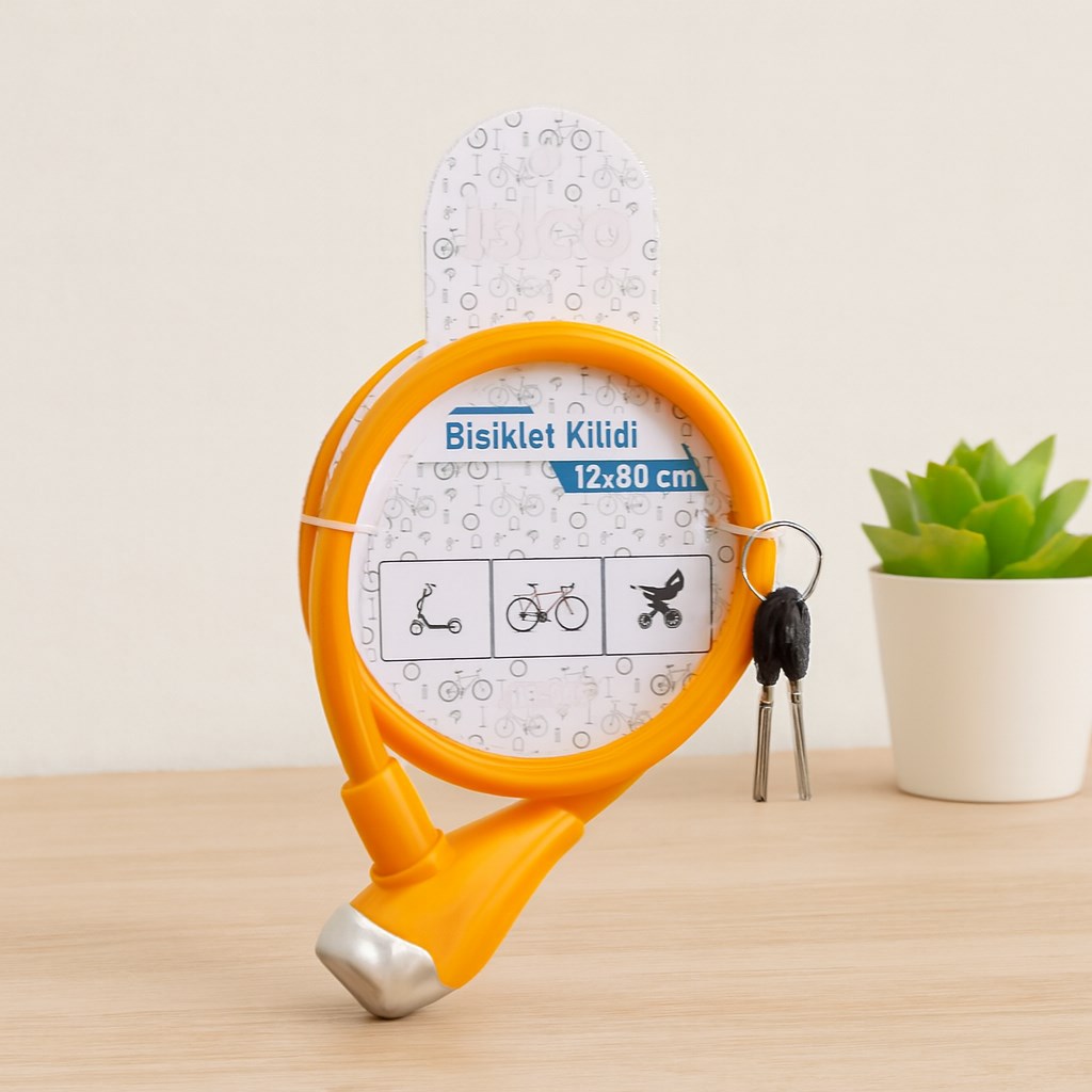 Bisiklet Kilidi Anahtarlı Çelik Tel 12mm x 80cm