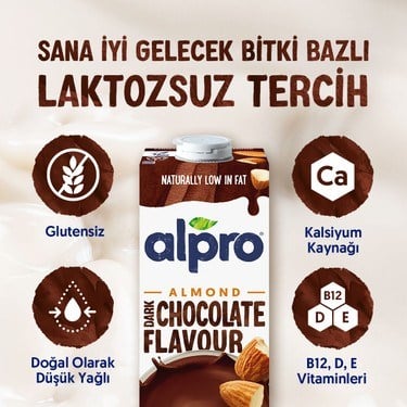 Bitter Çikolata Badem Sütü 4x1 L Vegan Laktozsuz Besin